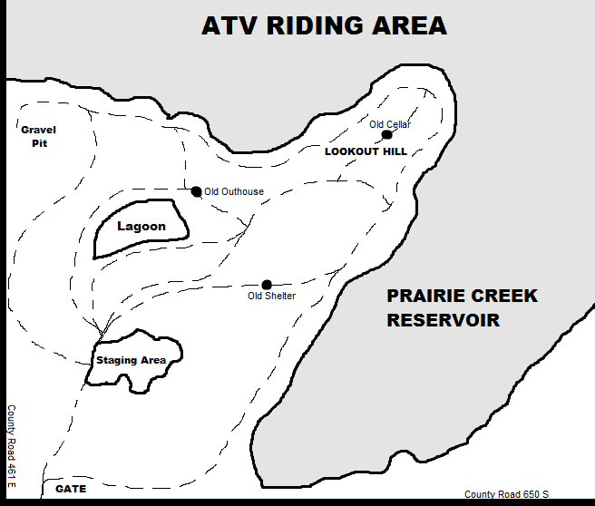 ATV riding area map between CR 461E and 650S